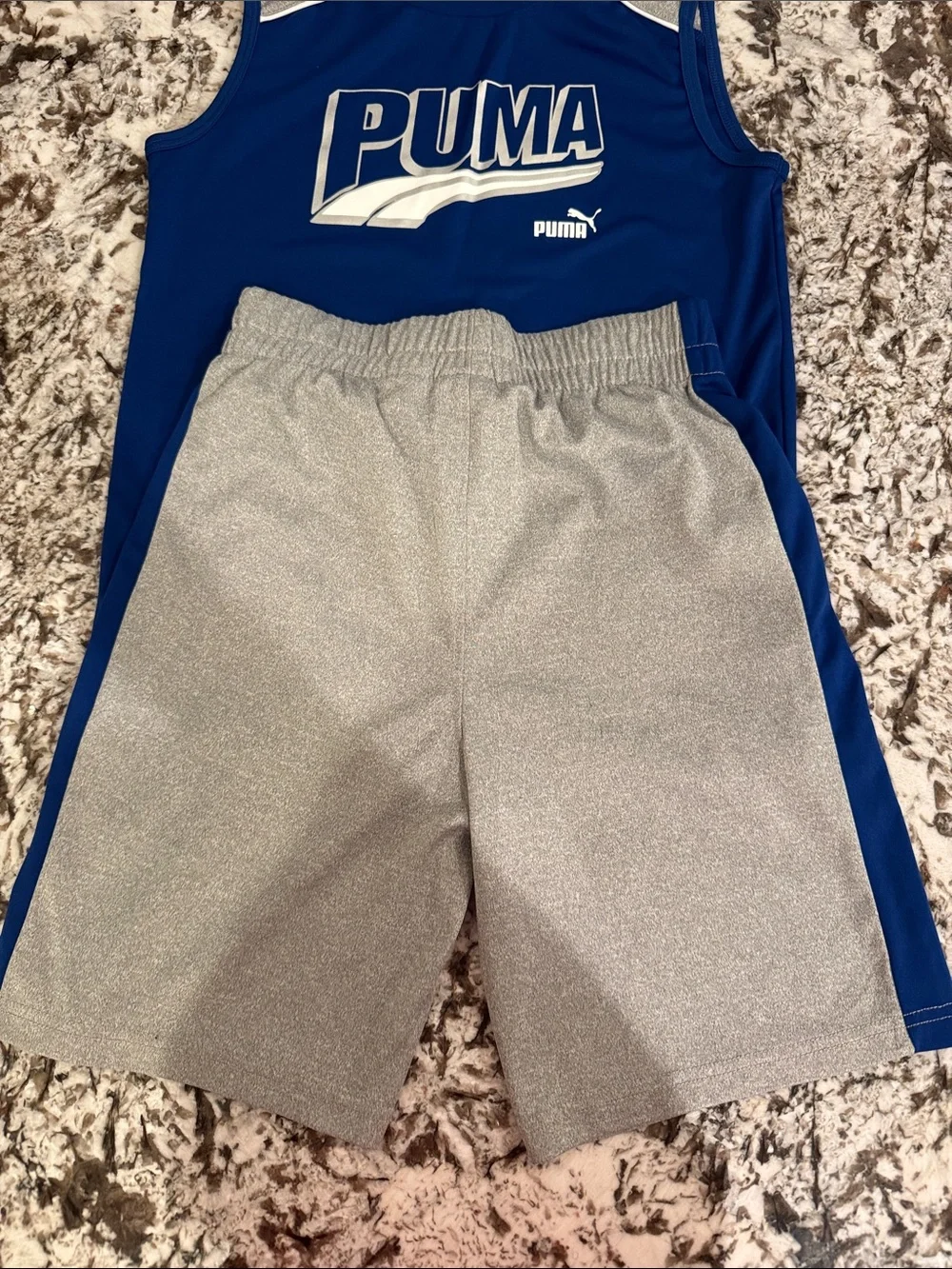 Puma Royal Blue & Gray Boys Athletic Tank and Shorts Set